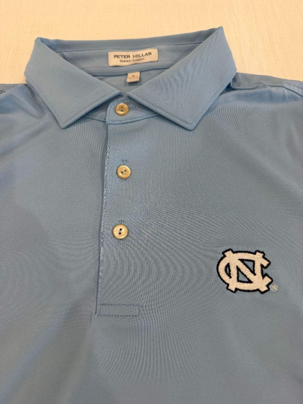 Peter Millar - Short Sleeved Polo - Light Blue - UNC Tarheels - Large